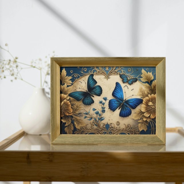 Blue and Gold Butterfly Decoupage Tissue Paper Poster (Creator Uploaded)