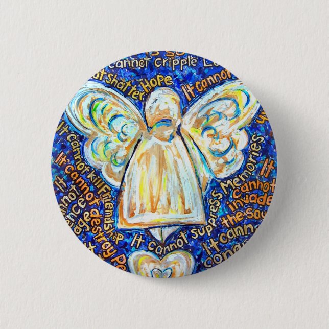 Blue and Gold Cancer Angel Button Pins (Front)