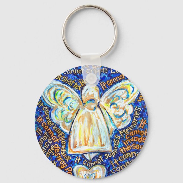 Blue and Gold Cancer Angel Keychain (Front)