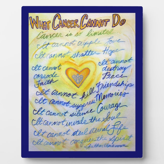 Blue and Gold Cancer Angel Painting Poem Plaque (Front)