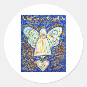 Blue and Gold Cancer Angel Round Sticker