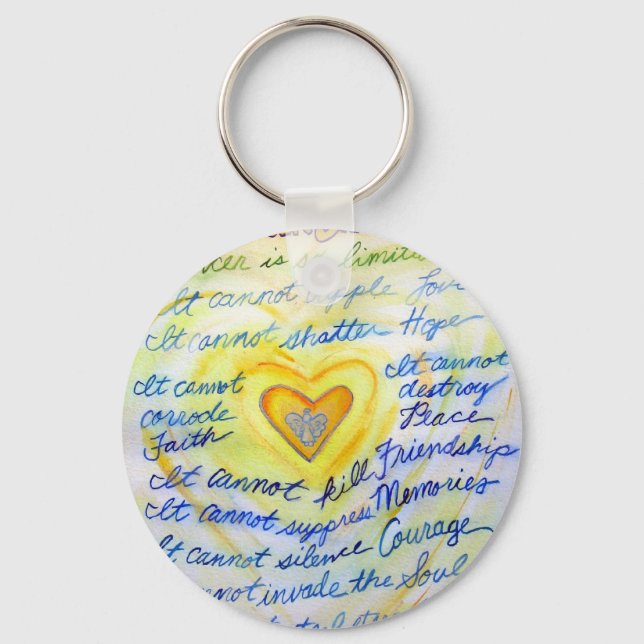 Blue and Gold Cancer Cannot Heart Keychain (Front)
