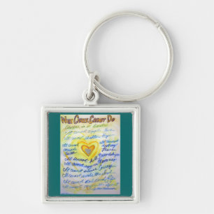Blue and Gold Cancer Cannot Heart Keychain