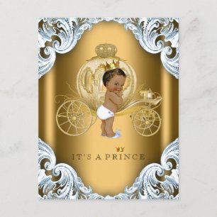 Blue and Gold Carriage Ethnic Prince Baby Shower Invitation