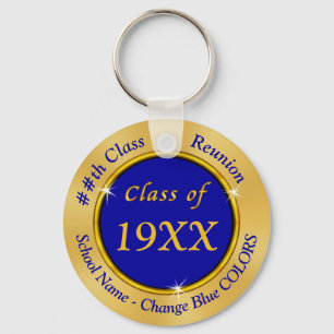 Blue and Gold Cheap Class Reunion Gift Ideas Key Ring