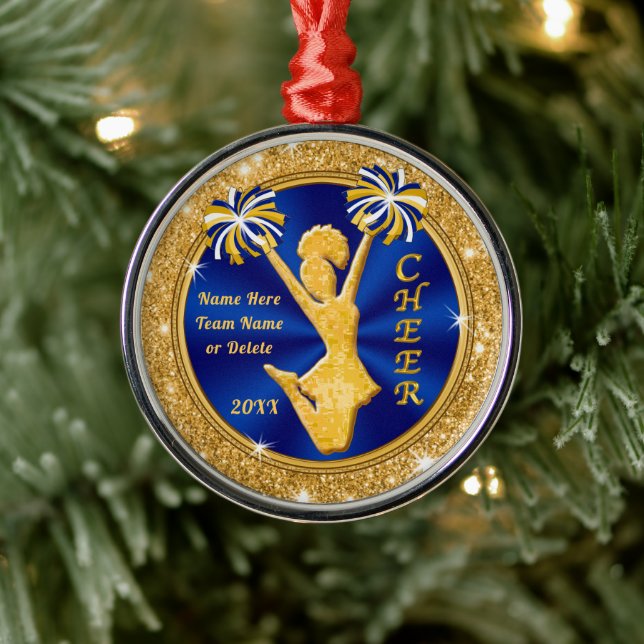Blue and Gold Cheerleader Ornaments Personalised (Tree)
