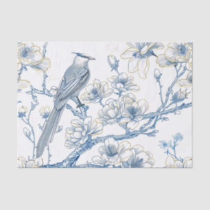 Blue and Gold Chinoiserie French-Toile Bird Tissue Paper
