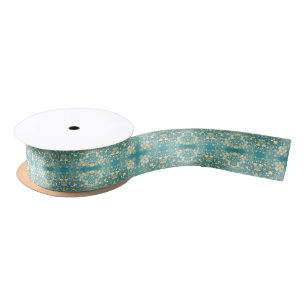 Blue and gold Christmas ribbon Satin Ribbon