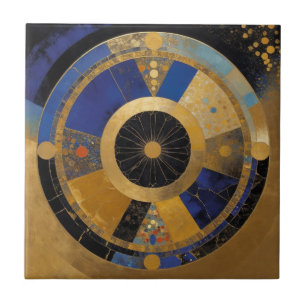 Blue and Gold Circle Tile