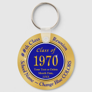 Blue and Gold Class of 1970 Personalized Reunion Key Ring