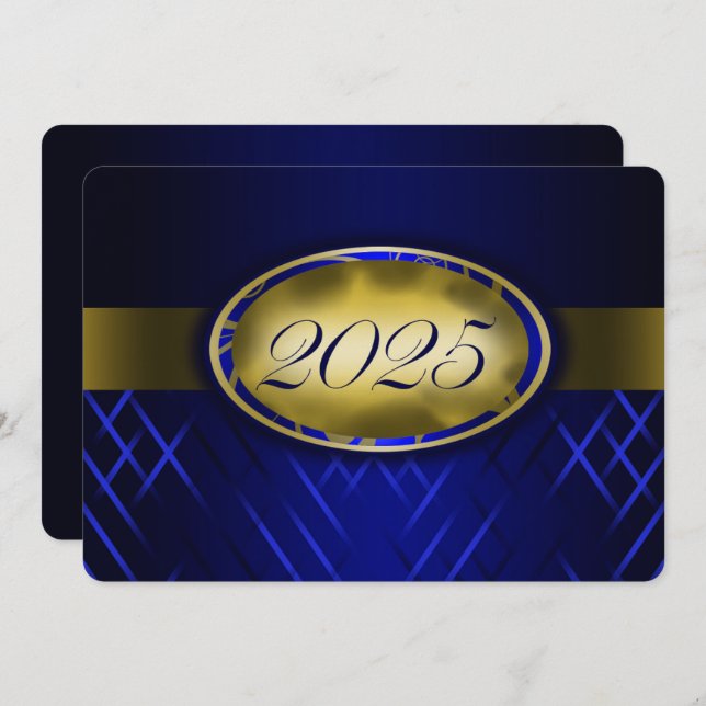 Blue and Gold Class of 2025 Party Invitation (Front/Back)