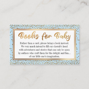 Blue and Gold Confetti Book Request Insert Cards