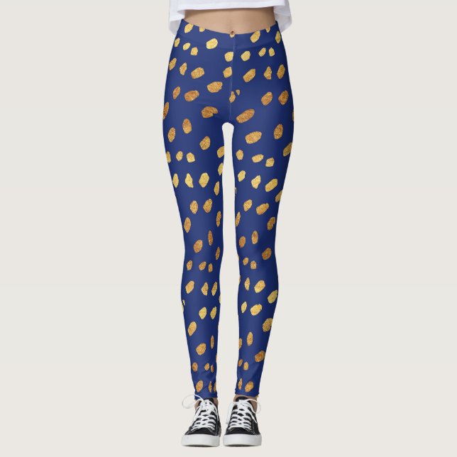 Blue and Gold Confetti Leggings (Front)
