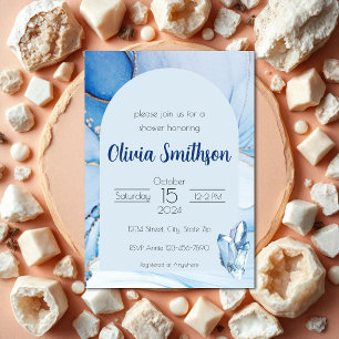 Blue and Gold Crystal Shower Invitation