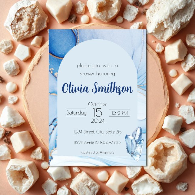 Blue and Gold Crystal Shower Invitation (Creator Uploaded)