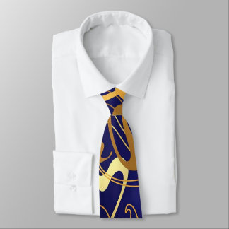 Blue and Gold Curves Tie