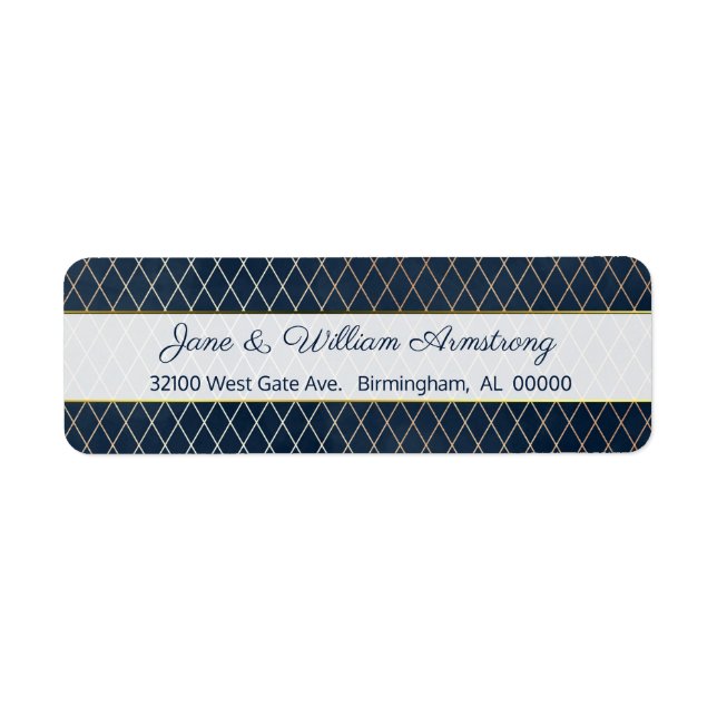 Blue and Gold Custom Address Labels (Front)