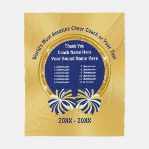 Blue and Gold Custom Best Cheerleading Coach Gifts Fleece Blanket