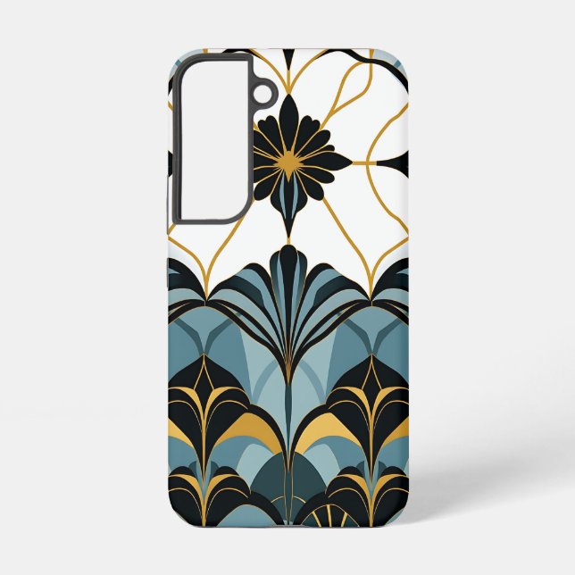 Blue and Gold Deco Fan Samsung Galaxy Case (Back)