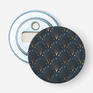 Blue And Gold Deco Pattern Bottle Opener