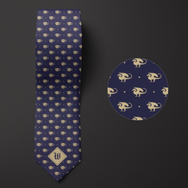 Blue and Gold Dragon in Profile with Monogram Tie (Creator Uploaded)