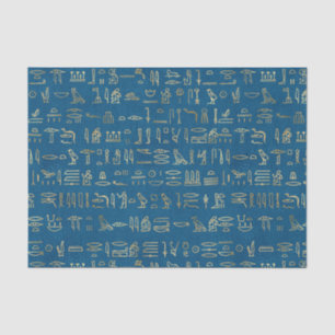 Blue and gold  Egyptian hieroglyphs Tissue Paper
