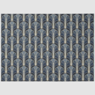 Blue and Gold Elegant Art Deco Fountain Decoupage Tissue Paper