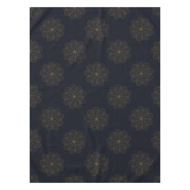 Blue and Gold Elegant Floral Pattern Tablecloth (Front)