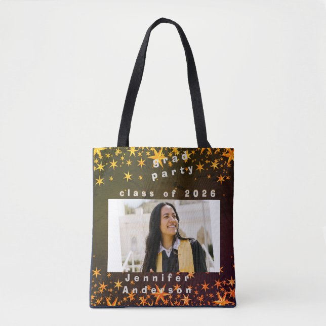 blue and gold elegant invitation tote bag (Front)
