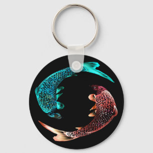 Blue and Gold Fish Key Ring