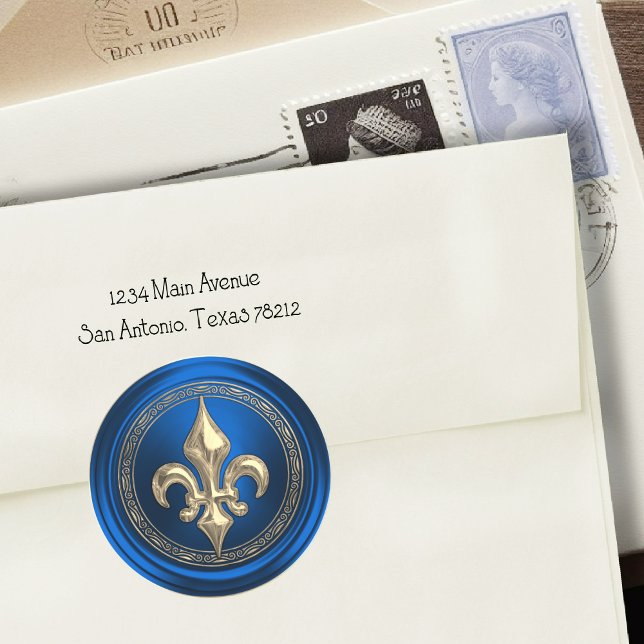 Blue and Gold Fleur de Lis Envelope Seal (Creator Uploaded)