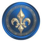 Blue and Gold Fleur de Lis Envelope Seal