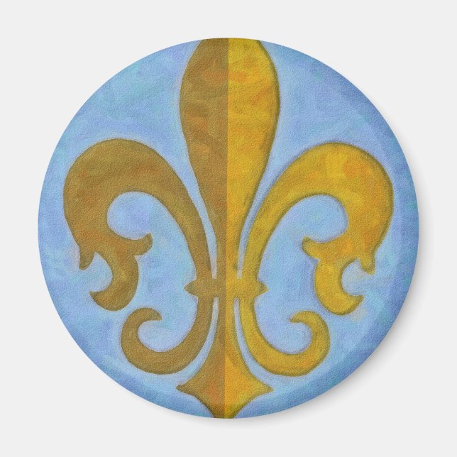 Blue and Gold Fleur De Lis Magnet (Front)
