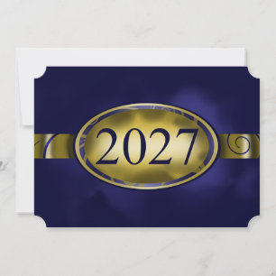 Blue and Gold Floral Button 2027 Card