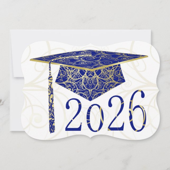 Blue and Gold Floral Cap 2026 Card (Front)