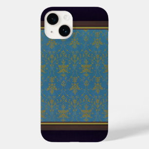 Blue And Gold Floral Pattern Case-Mate iPhone 14 Case