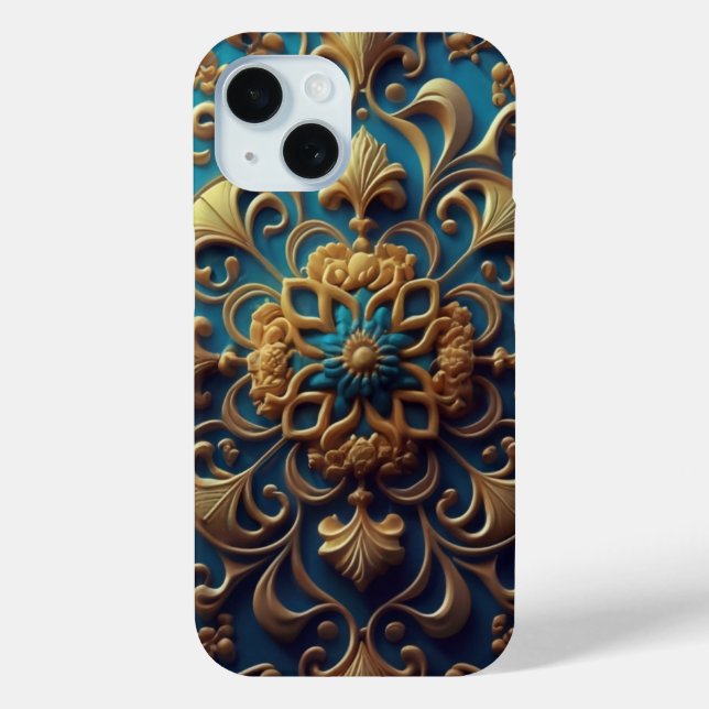 Blue and gold floral pattern  Case-Mate iPhone case (Back)