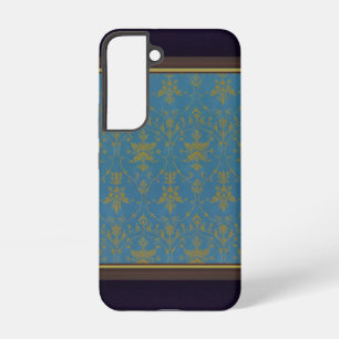 Blue And Gold Floral Pattern Samsung Galaxy Case