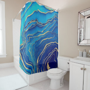Blue and Gold Fluid Liquid Painting Case-Mate iPho Shower Curtain