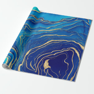 Blue and Gold Fluid Liquid Painting Case-Mate iPho Wrapping Paper