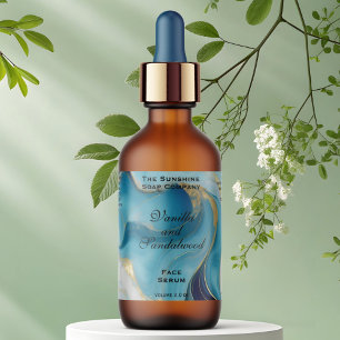 Blue and Gold Foil Cosmetics Dropper Bottle Label