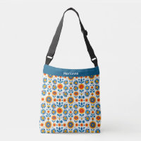 Blue and Gold Folk Art Flowers