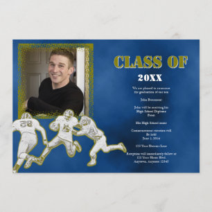 Blue and Gold Football Graduation Announcement