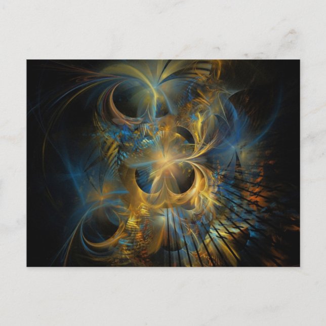 Blue and Gold Fractal Postcard (Front)