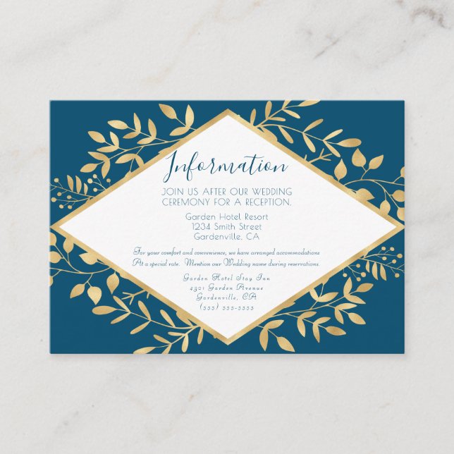 Blue and Gold Frame Modern  Enclosure Card (Front)