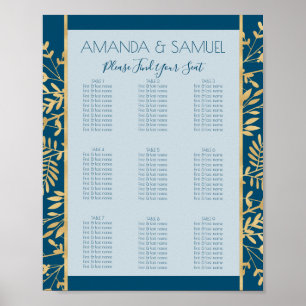 Blue and Gold Frame Modern Poster