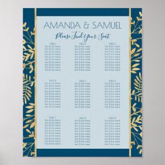 Blue and Gold Frame Modern Poster