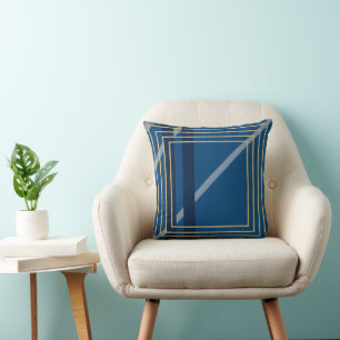 Blue and gold frames Throw Pillow