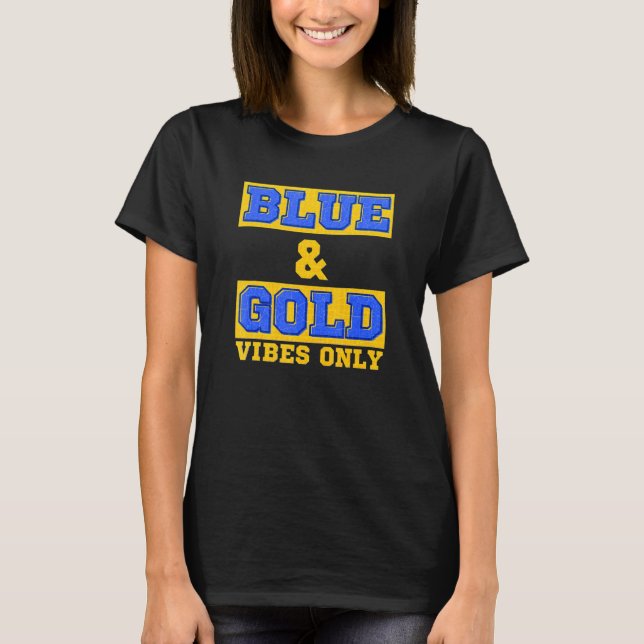 Blue And Gold Game Day Group  For High School Foot T-Shirt (Front)