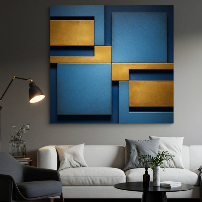 Blue and Gold Geometric Abstract Luxury Poster (Creator Uploaded)